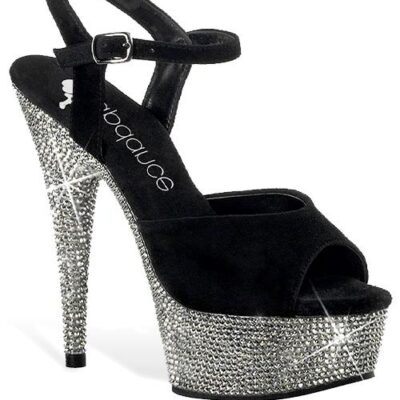 Lapdance Shoes Rhinestone Suede Platform Sandal with Ankle Strap