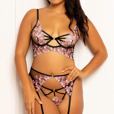 Seven Til Midnight Cherry Blossom 3 Piece Longline Bra Set
