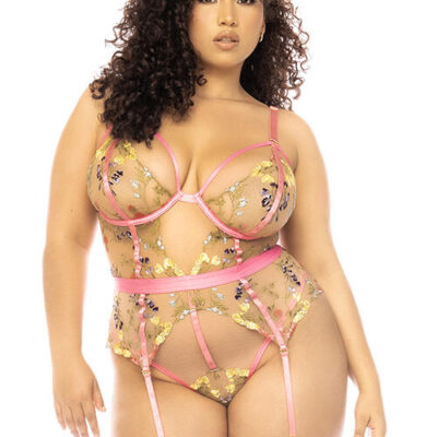 Mapale by Espiral Garden Blush Embroidered Lace Bodysuit
