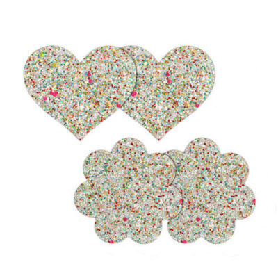 nsnovelties Pretty Pasties Heart & Flower Glitter Nipple Pasties 2 Pair