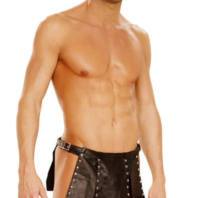 Elegant Moments Bound In Black Studded Leather Kilt