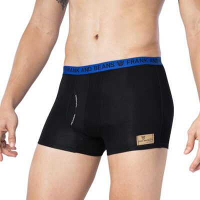 Frank and Beans – Men's – Cotton Modal Boxer Briefs – Black/Blue – XXL