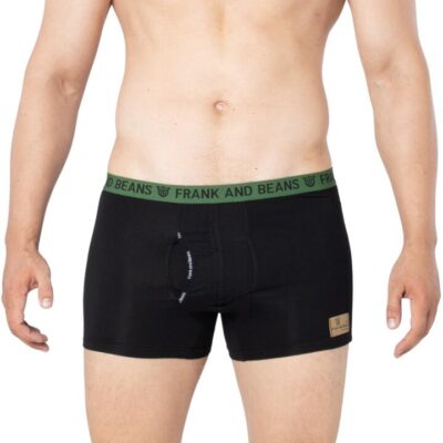 Frank and Beans – Men's – Cotton Modal Boxer Briefs – Black/Green – XL