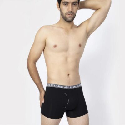 Frank and Beans – Men's – Cotton Modal Boxer Briefs – Black/Grey – XXL