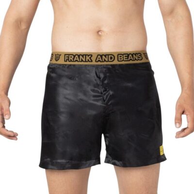 Frank and Beans – Men's – Satin Boxer Shorts – Black – Large