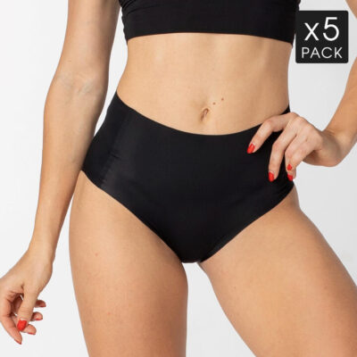 Frank and Beans – Women's – 5 Seamless Ultra Invisible Full Briefs – Black – L/XL