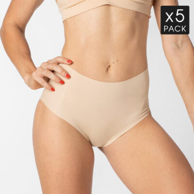 Frank and Beans – Women's – 5 Seamless Ultra Invisible Full Briefs – Nude – L/XL