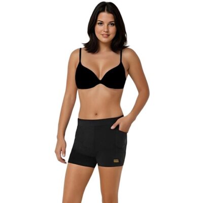 Frank and Beans  Women's  Pocket-Pro  Boxer Briefs with Side Pockets Black  2XLarge