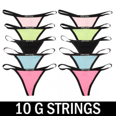 Frank and Beans – Women's – 10 G Strings Cotton – Multicolour – XXL