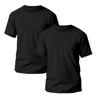 Frank and Beans – Men's – 2 Men's Plain Crew Neck T Shirts – Black – Small