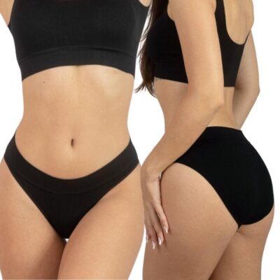 Frank and Beans – Women's – 2 Seamless Ribbed Bikini Brief – Black – XXL