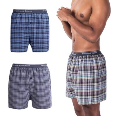 Frank and Beans – Men's – 3 Boxer Shorts Woven – Multicolour – Large