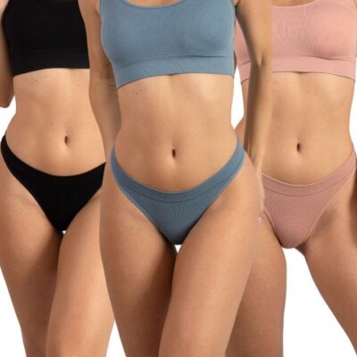 Frank and Beans – Women's – 3 Ribbed G Strings – Black/Blue/Pink – XXL
