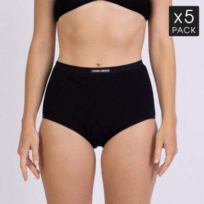 Frank and Beans – Women's – 5 High Waisted Full Brief Panties – Black – XL