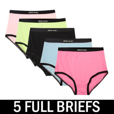 Frank and Beans – Women's – 5 High Waisted Full Brief Panties – Multicolour – Small