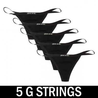 Frank and Beans – Women's – 5 G Strings – Black – XXL