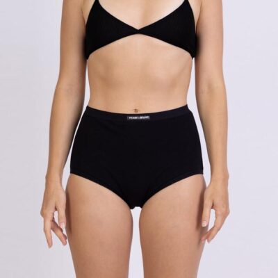 Frank and Beans – Women's – High Waisted Cotton Full Brief – Black – XXL
