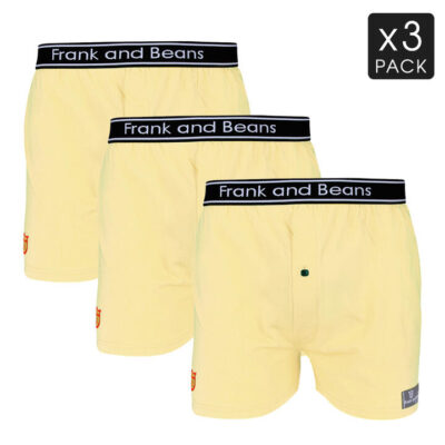 Frank and Beans – Men's – 3 Cotton Boxer Shorts – Yellow – Small