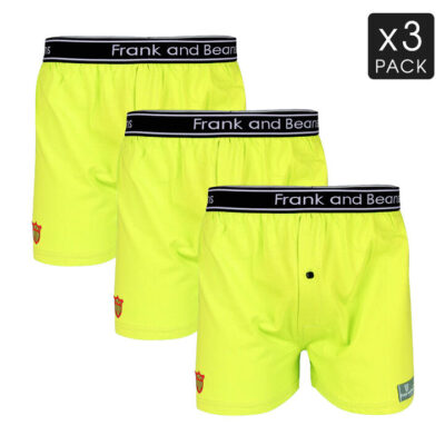 Frank and Beans – Men's – 3 Cotton Boxer Shorts – Green – Small
