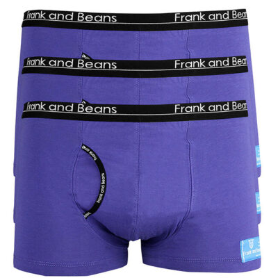 Frank and Beans – Men's – 3 Boxer Briefs Cotton Trunks – Purple – XXL