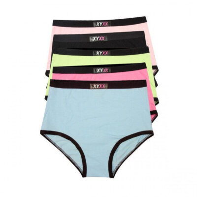 Frank and Beans – Women's – 5 Full Brief High Waisted Panties – Multicolour – Large