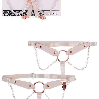 Sex & Mischief Peaches N Creame Pearl Chain Garters